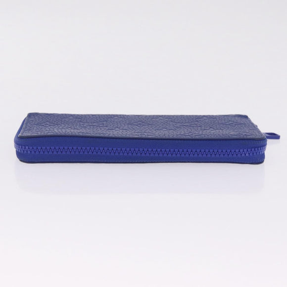 LOUIS VUITTON Taurillon Clemence Monogram Zippy Wallet Blue M80791 Auth 211673