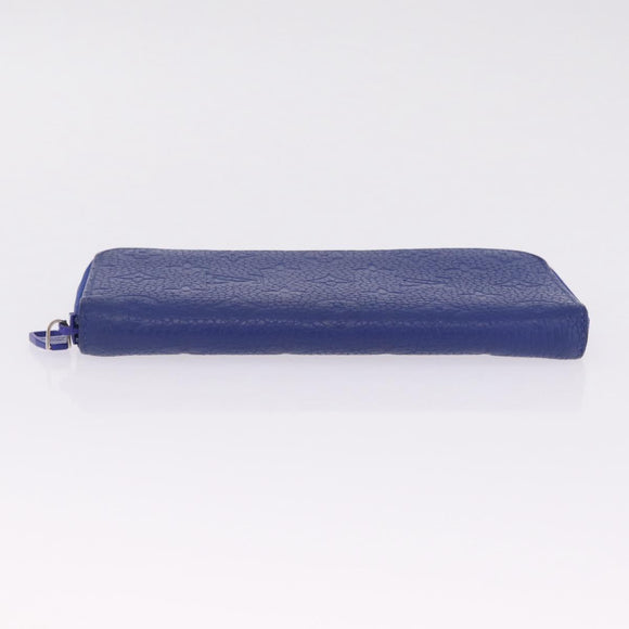LOUIS VUITTON Taurillon Clemence Monogram Zippy Wallet Blue M80791 Auth 211673