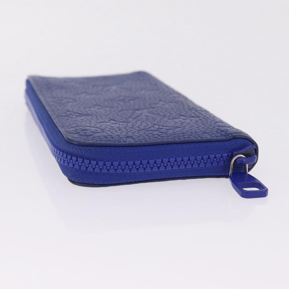 LOUIS VUITTON Taurillon Clemence Monogram Zippy Wallet Blue M80791 Auth 211673