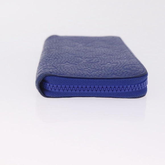 LOUIS VUITTON Taurillon Clemence Monogram Zippy Wallet Blue M80791 Auth 211673