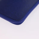 LOUIS VUITTON Taurillon Clemence Monogram Zippy Wallet Blue M80791 Auth 211673-9