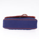 CHANEL V stitch Chain Shoulder Bag Cotton Jersey Navy Silver CC Auth 211675M-10