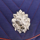 CHANEL V stitch Chain Shoulder Bag Cotton Jersey Navy Silver CC Auth 211675M-15