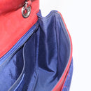 CHANEL V stitch Chain Shoulder Bag Cotton Jersey Navy Silver CC Auth 211675M-22