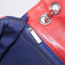 CHANEL V stitch Chain Shoulder Bag Cotton Jersey Navy Silver CC Auth 211675M-24