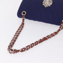 CHANEL V stitch Chain Shoulder Bag Cotton Jersey Navy Silver CC Auth 211675M-7