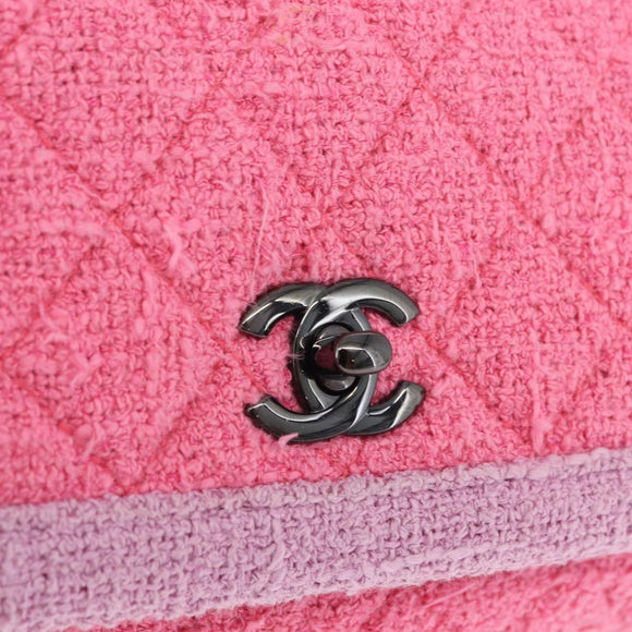 CHANEL Matelasse Chain Shoulder Bag Tweed Pink CC Auth 211677M