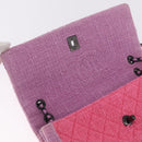 CHANEL Matelasse Chain Shoulder Bag Tweed Pink CC Auth 211677M-16