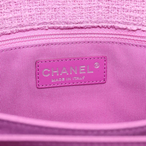CHANEL Matelasse Chain Shoulder Bag Tweed Pink CC Auth 211677M