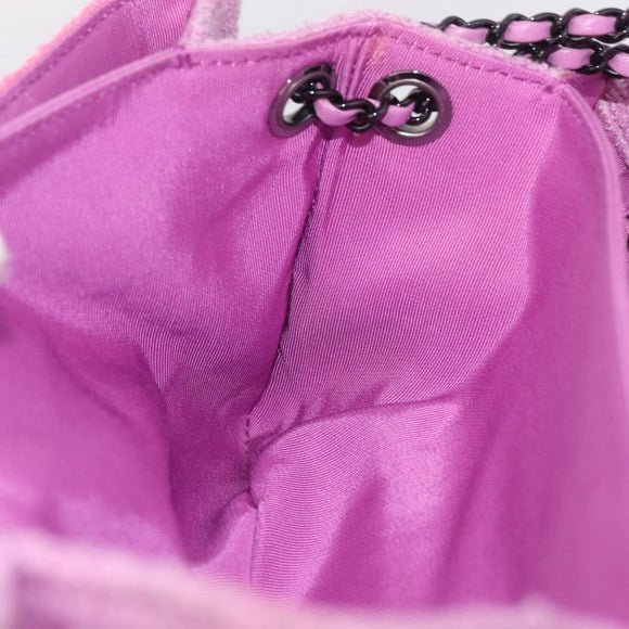 CHANEL Matelasse Chain Shoulder Bag Tweed Pink CC Auth 211677M