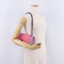 CHANEL Matelasse Chain Shoulder Bag Tweed Pink CC Auth 211677M-29