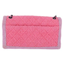 CHANEL Matelasse Chain Shoulder Bag Tweed Pink CC Auth 211677M-3