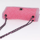 CHANEL Matelasse Chain Shoulder Bag Tweed Pink CC Auth 211677M-6