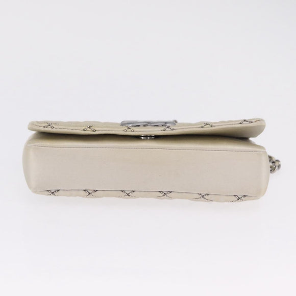 CHANEL Matelasse Chain Shoulder Bag Satin Gold Silver CC Auth 211678A