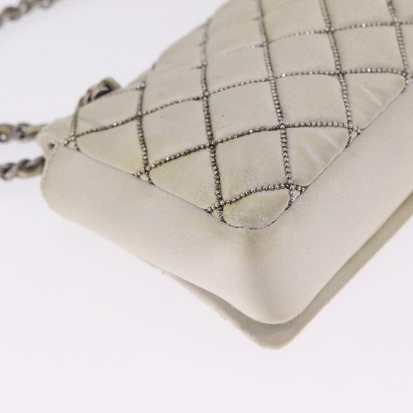 CHANEL Matelasse Chain Shoulder Bag Satin Gold Silver CC Auth 211678A