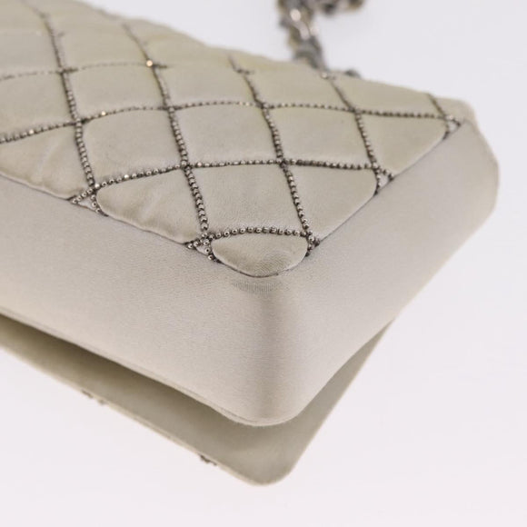 CHANEL Matelasse Chain Shoulder Bag Satin Gold Silver CC Auth 211678A
