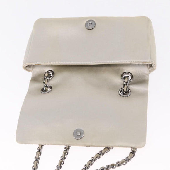 CHANEL Matelasse Chain Shoulder Bag Satin Gold Silver CC Auth 211678A