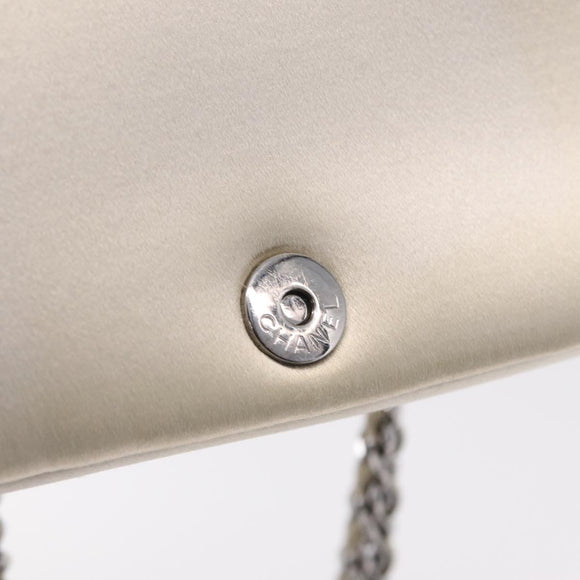 CHANEL Matelasse Chain Shoulder Bag Satin Gold Silver CC Auth 211678A
