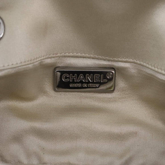CHANEL Matelasse Chain Shoulder Bag Satin Gold Silver CC Auth 211678A