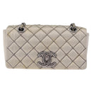 CHANEL Matelasse Chain Shoulder Bag Satin Gold Silver CC Auth 211678A-2