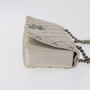 CHANEL Matelasse Chain Shoulder Bag Satin Gold Silver CC Auth 211678A-4