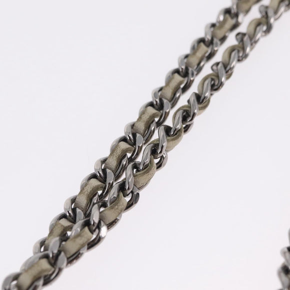CHANEL Matelasse Chain Shoulder Bag Satin Gold Silver CC Auth 211678A