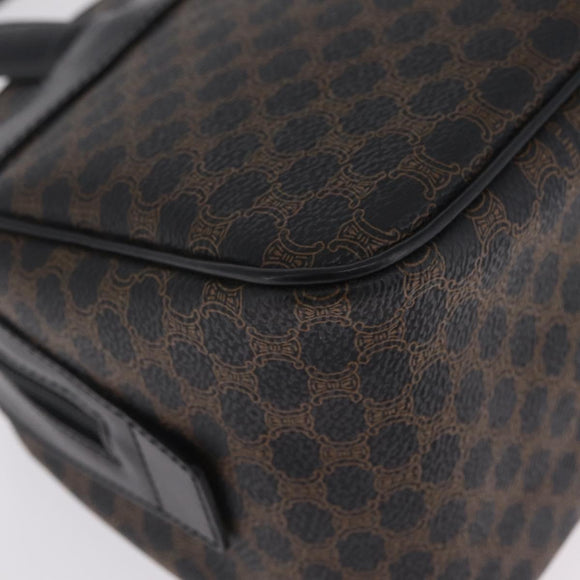 CELINE Macadam Canvas Hand Bag PVC Leather Black Gold Auth 211680A
