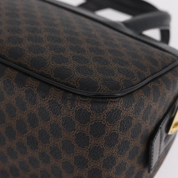 CELINE Macadam Canvas Hand Bag PVC Leather Black Gold Auth 211680A