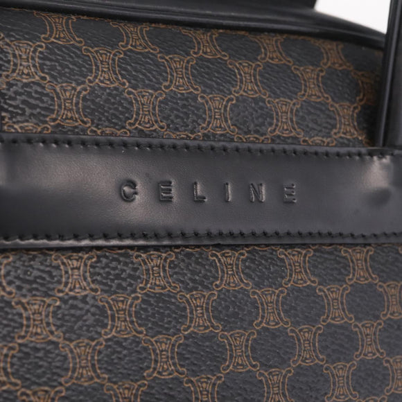 CELINE Macadam Canvas Hand Bag PVC Leather Black Gold Auth 211680A