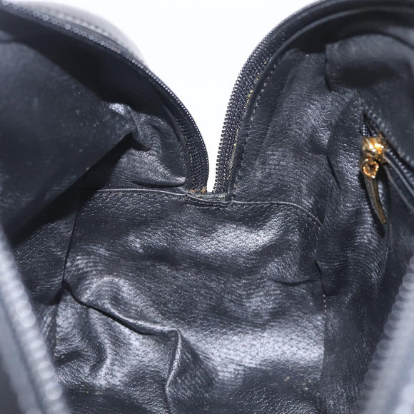 CELINE Macadam Canvas Hand Bag PVC Leather Black Gold Auth 211680A