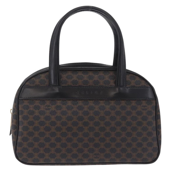 CELINE Macadam Canvas Hand Bag PVC Leather Black Gold Auth 211680A