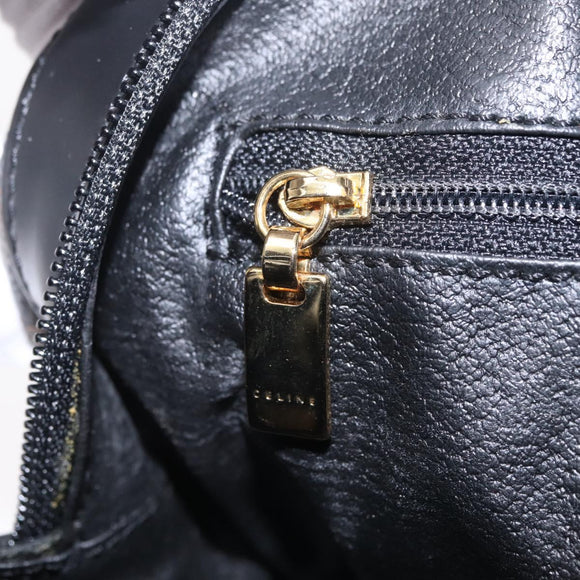 CELINE Macadam Canvas Hand Bag PVC Leather Black Gold Auth 211680A