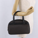 CELINE Macadam Canvas Hand Bag PVC Leather Black Gold Auth 211680A-23