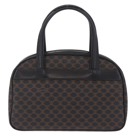 CELINE Macadam Canvas Hand Bag PVC Leather Black Gold Auth 211680A