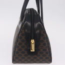 CELINE Macadam Canvas Hand Bag PVC Leather Black Gold Auth 211680A-5