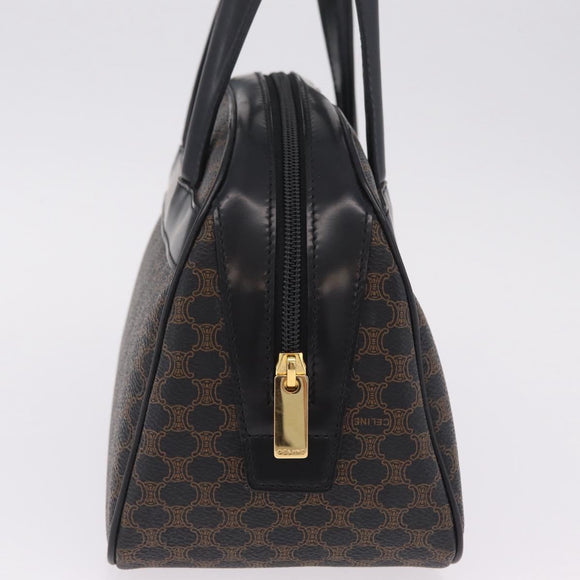 CELINE Macadam Canvas Hand Bag PVC Leather Black Gold Auth 211680A