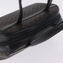 CELINE Macadam Canvas Hand Bag PVC Leather Black Gold Auth 211680A-6