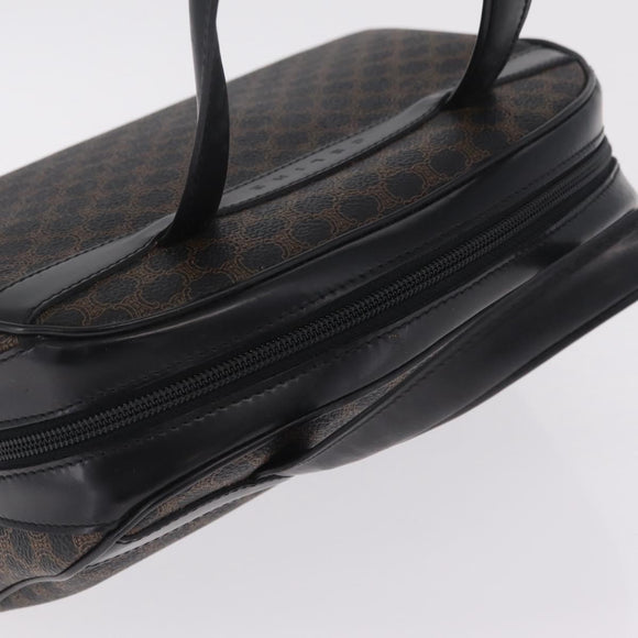 CELINE Macadam Canvas Hand Bag PVC Leather Black Gold Auth 211680A