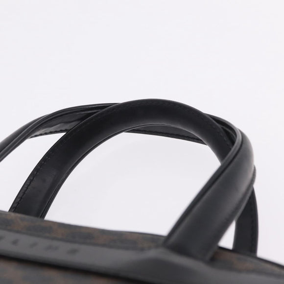 CELINE Macadam Canvas Hand Bag PVC Leather Black Gold Auth 211680A