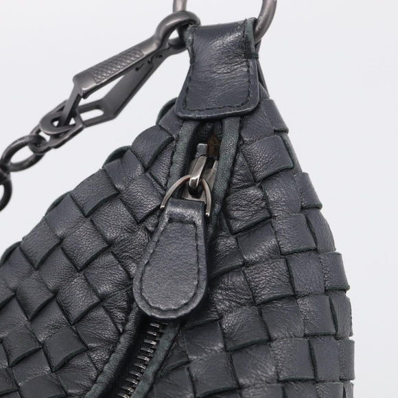 Bottega Veneta INTRECCIATO Shoulder Bag Leather Black Auth 211692A