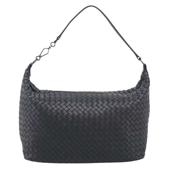 Bottega Veneta INTRECCIATO Shoulder Bag Leather Black Auth 211692A