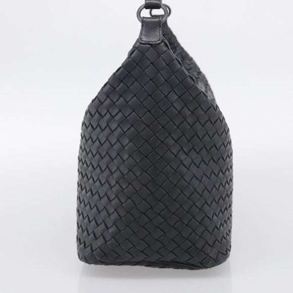 Bottega Veneta INTRECCIATO Shoulder Bag Leather Black Auth 211692A