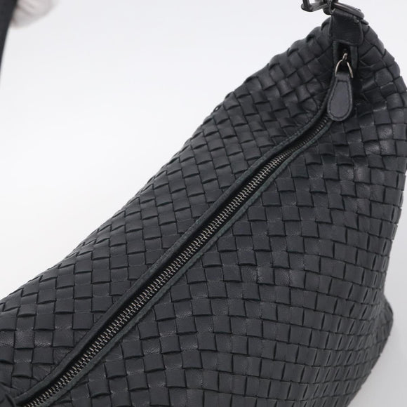 Bottega Veneta INTRECCIATO Shoulder Bag Leather Black Auth 211692A