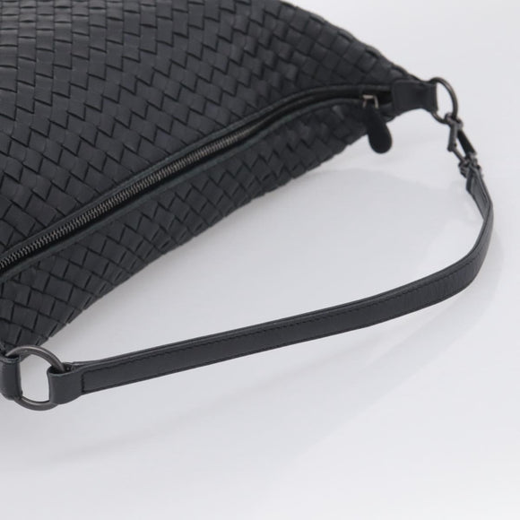 Bottega Veneta INTRECCIATO Shoulder Bag Leather Black Auth 211692A