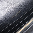 Saint Laurent Cassandra Chain Shoulder Bag Leather Black Gold Auth 211695V-17