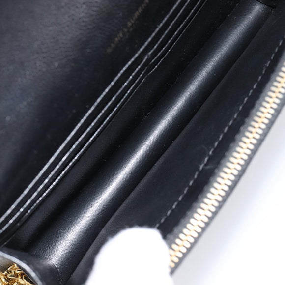 Saint Laurent Cassandra Chain Shoulder Bag Leather Black Gold Auth 211695V