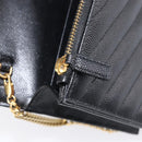 Saint Laurent Cassandra Chain Shoulder Bag Leather Black Gold Auth 211695V-22