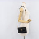 Saint Laurent Cassandra Chain Shoulder Bag Leather Black Gold Auth 211695V-25