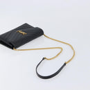 Saint Laurent Cassandra Chain Shoulder Bag Leather Black Gold Auth 211695V-7