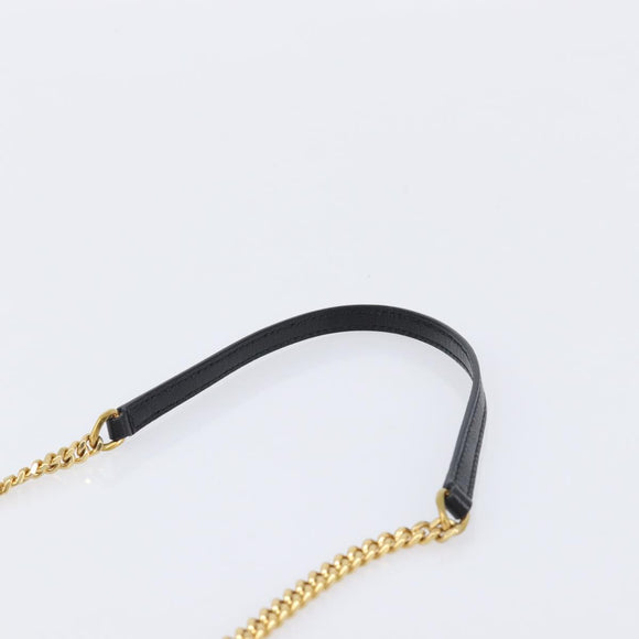 Saint Laurent Cassandra Chain Shoulder Bag Leather Black Gold Auth 211695V